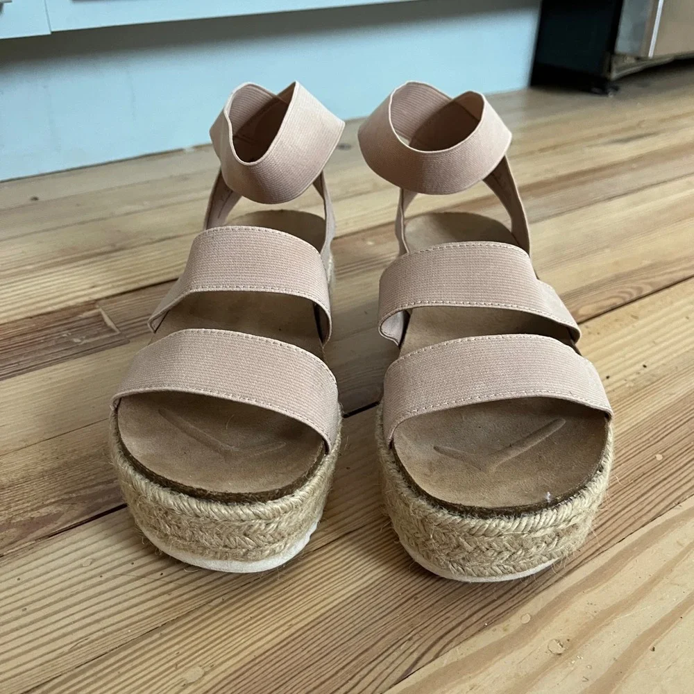 American Eagle Pink Elastic Strappy Espadrille Platform‎ Sandals Womens Size 6